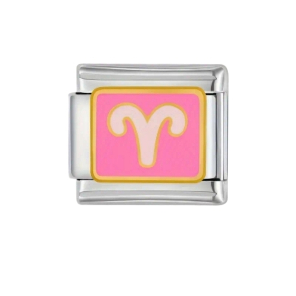 Italian Charmlink Aries Sign Horoscope Zodiac for DIY‎ Charm Bracelet 9mm